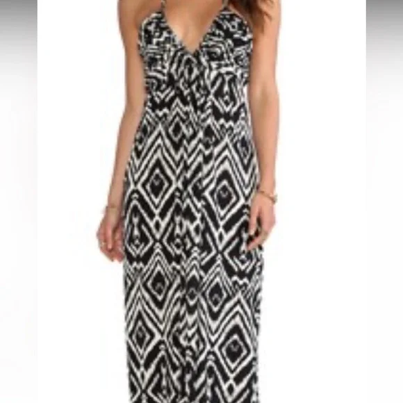 T-Bags | Dresses | Tbags Losangeles Maxi Halter Dress In Blackwhite Ikat |  Poshmark